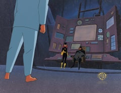 Retro New Batman Adventures Production Cel on Original Background: Batgirl and Batman