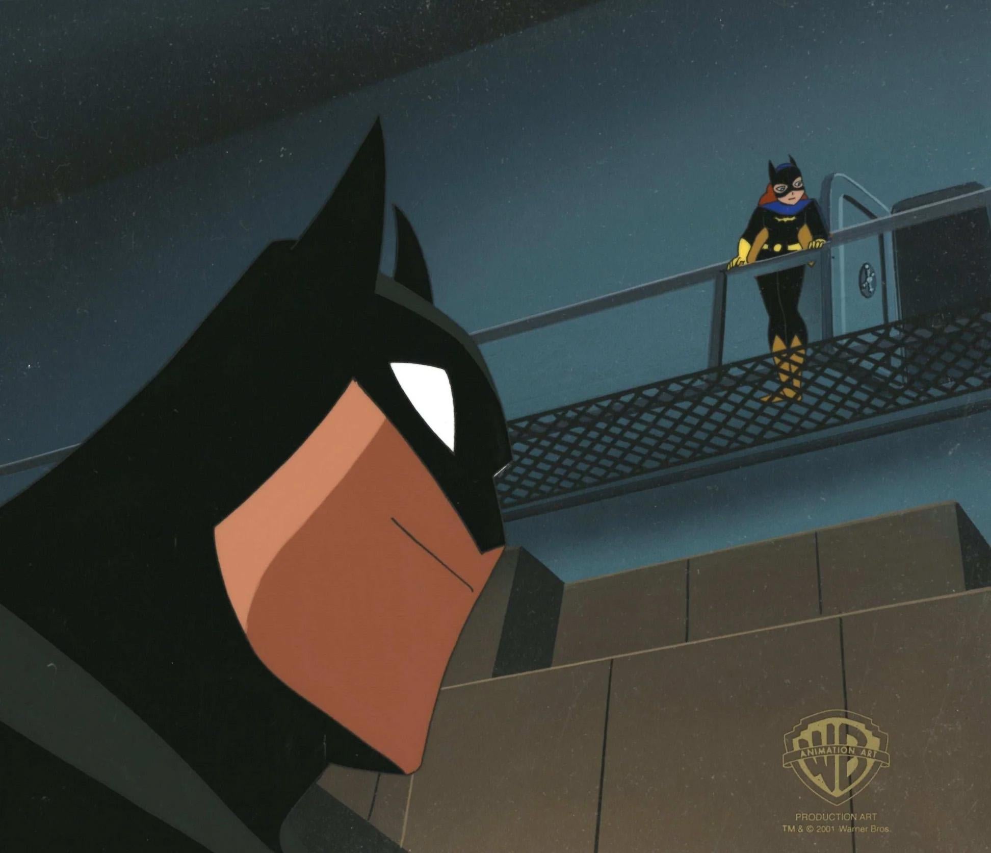 New Batman Adventures Production Cel on Original Background: Batgirl and Batman - Art by DC Comics Studio Artists