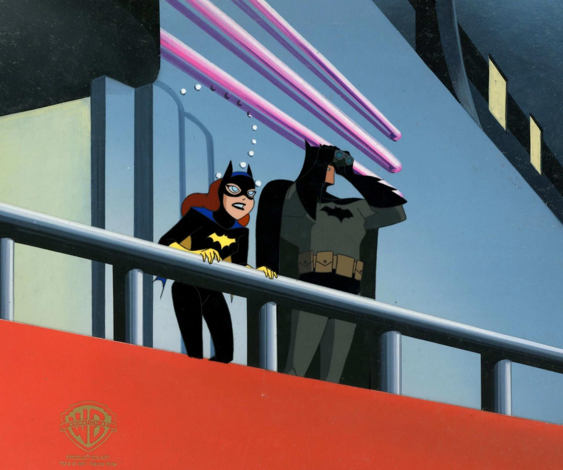  New Batman Adventures Production Cel on Original Background: Batgirl and Batman - Art by DC Comics Studio Artists