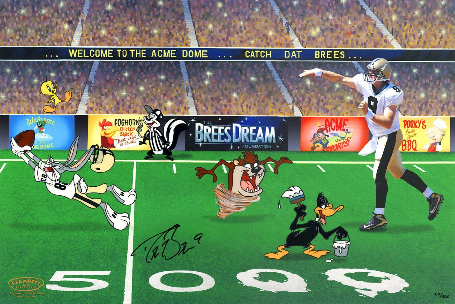 Catch Dat Brees signed by Drew Brees - Art by Looney Tunes Studio Artists