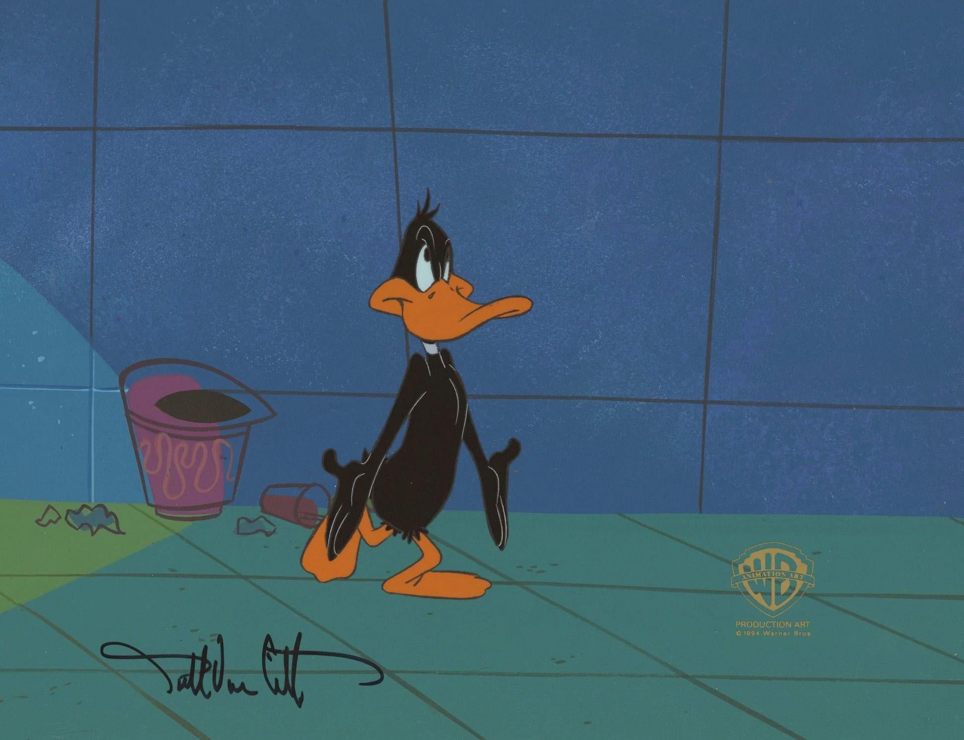 Looney Tunes Original Production Cel: Daffy signed by Darrell Van Citters - Art by Looney Tunes Studio Artists