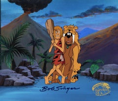 Retro Shaggy and Scooby Production Cel on Original Production signed by Bob Singer