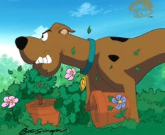 Scooby-Doo Zombie Island Cel on Background w/ drawing signed by Bob Singer