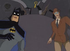 Batman Original Production Cel On Original Background: Batman and Clock King