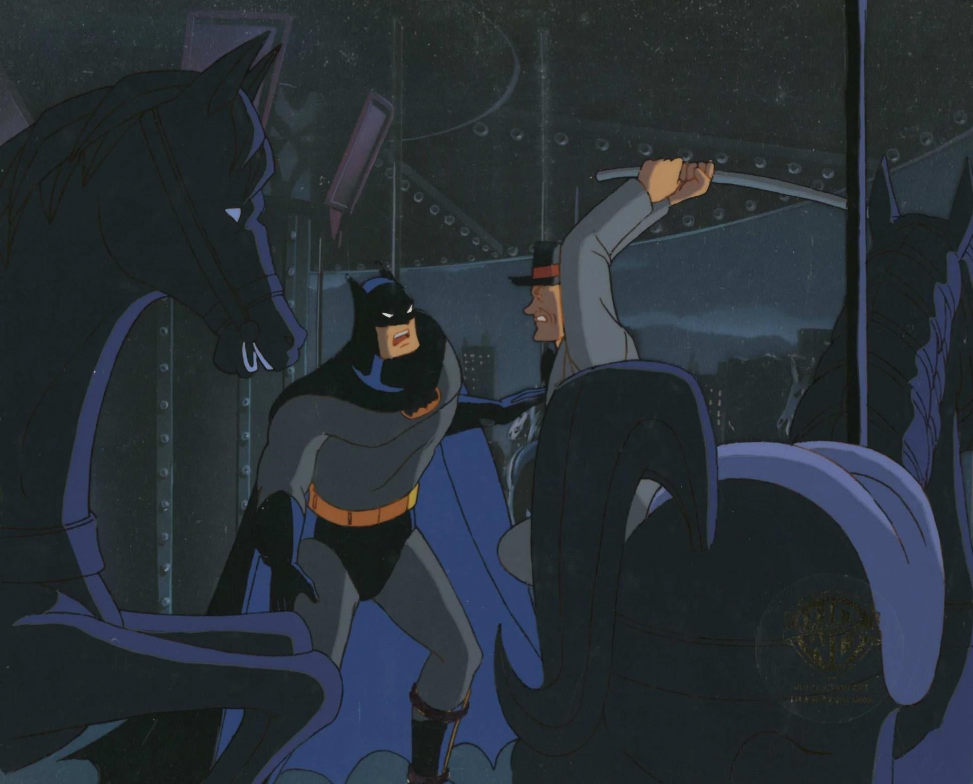 Batman Original Production Cel On Original Background: Batman and Ferris Dolan - Art by DC Comics Artists