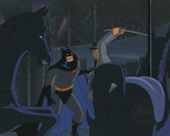 Vintage Batman Original Production Cel On Original Background: Batman and Ferris Dolan