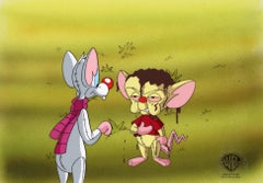 Vintage Pinky And The Brain Original Cel on Hand-Painted Background: Pinky and Brain 