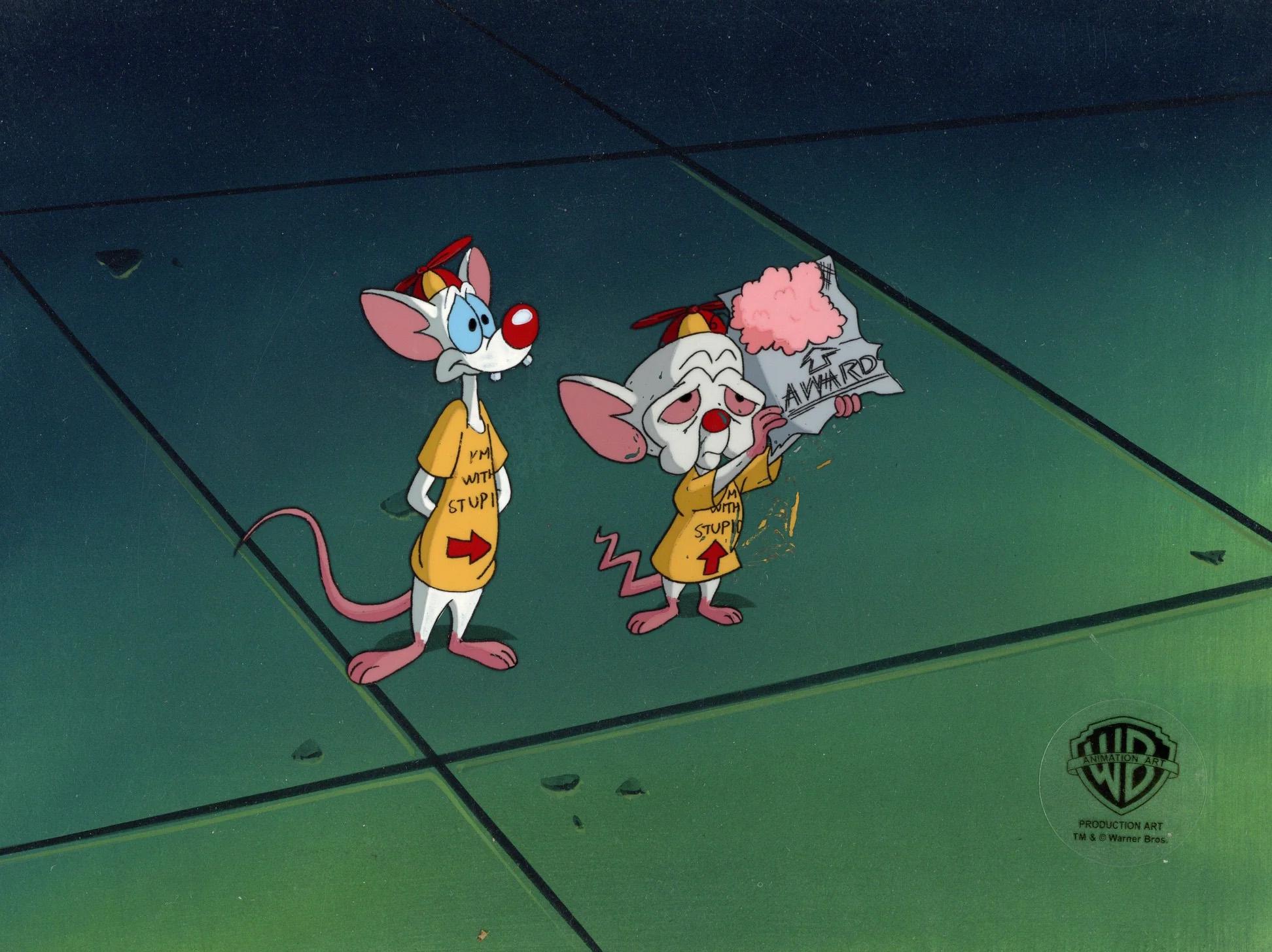 Pinky and The Brain Original Cel on Original Background: Pinky and Brain - Art by Warner Bros. Studio Artists