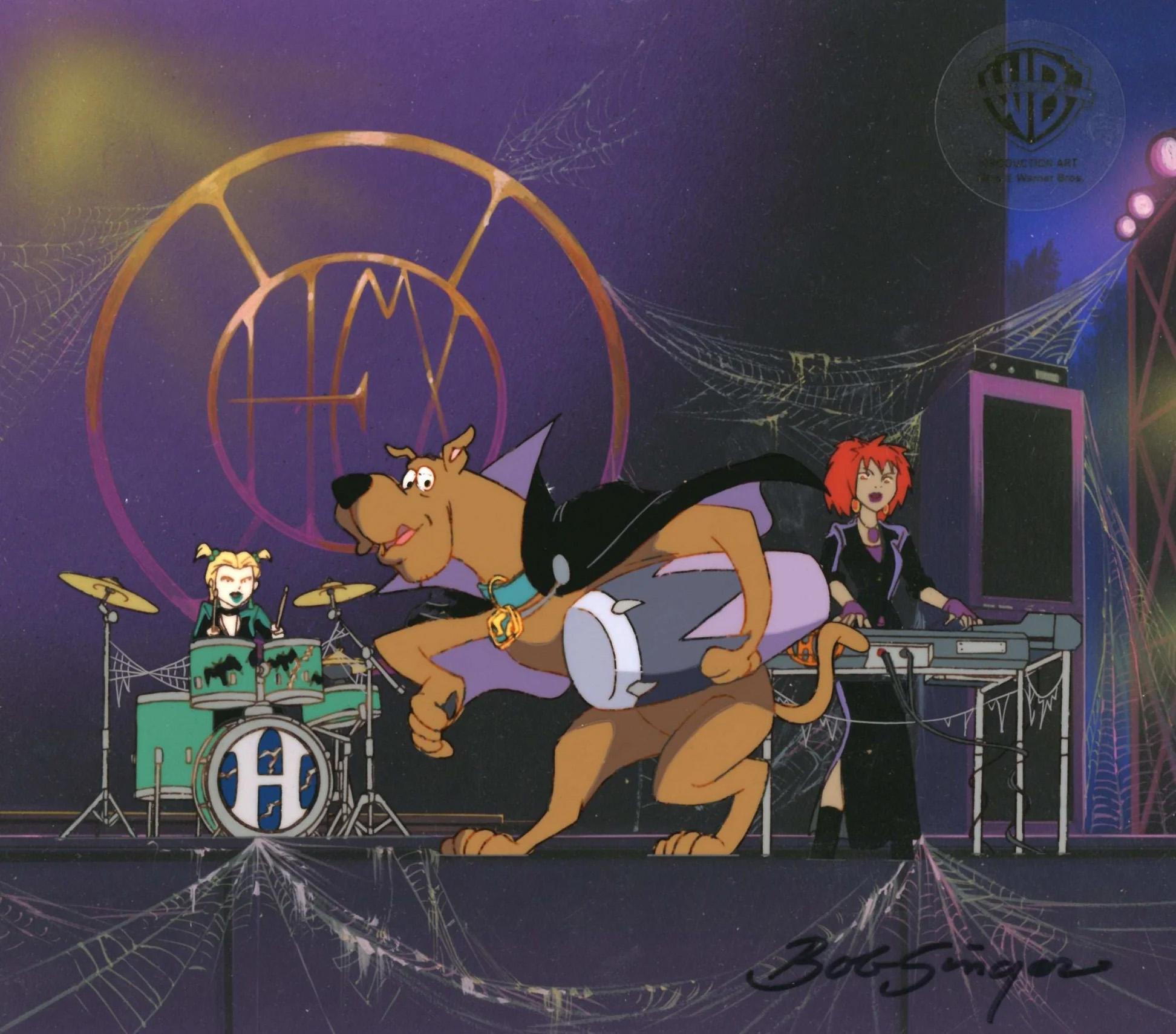 Scooby-Doo Cel / arrière-plan d'origine : Scooby, Dusk, Luna signé par Bob Singer - Art de Warner Bros. Studio Artists