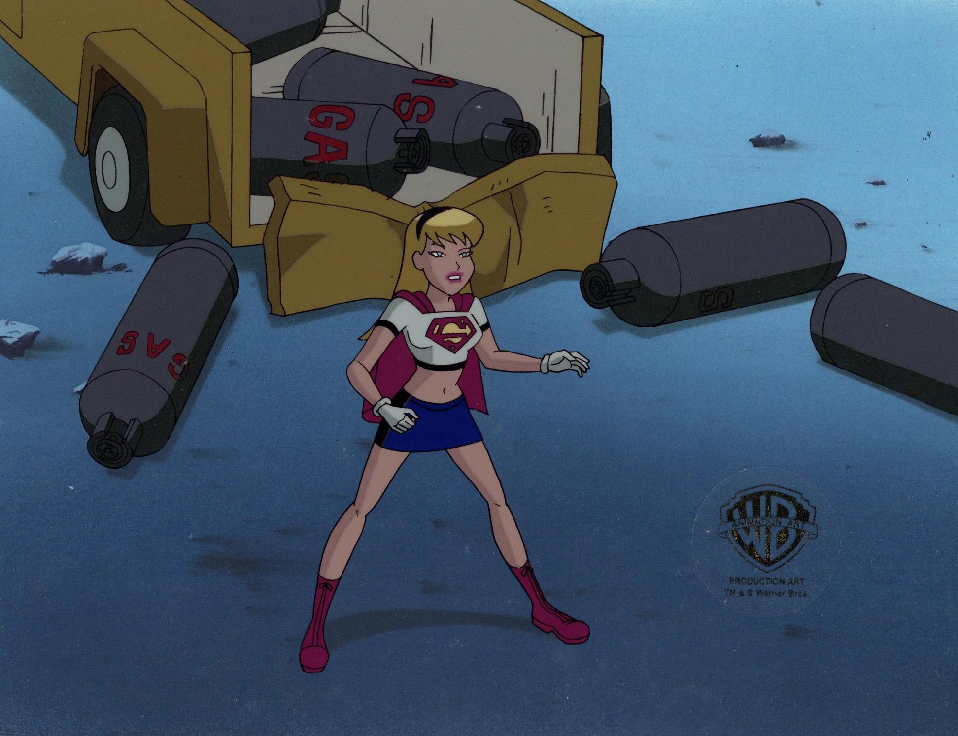 Superman Animated Series Original Cel on Original Background: Supergirl - Art by DC Comics Studio Artists