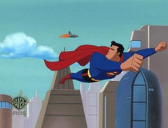 Superman Animated Series Original Cel on Original Background: Superman