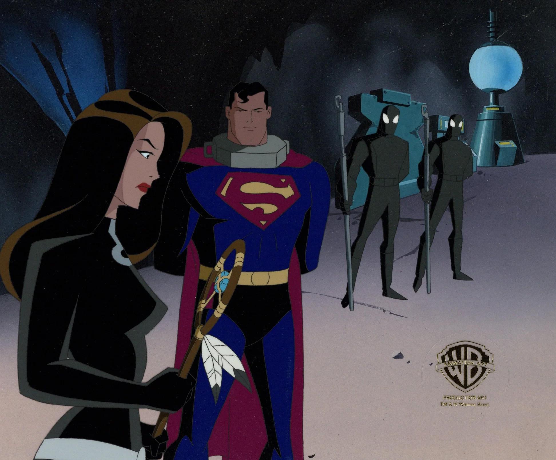 Superman the Animated Series Original Cel and Background: Superman and Talia - Art by DC Comics Studio Artists