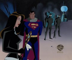 Vintage Superman the Animated Series Original Cel and Background: Superman and Talia