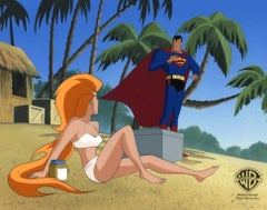 Superman the Animated Series Original Cel and Background: Superman, Volcana