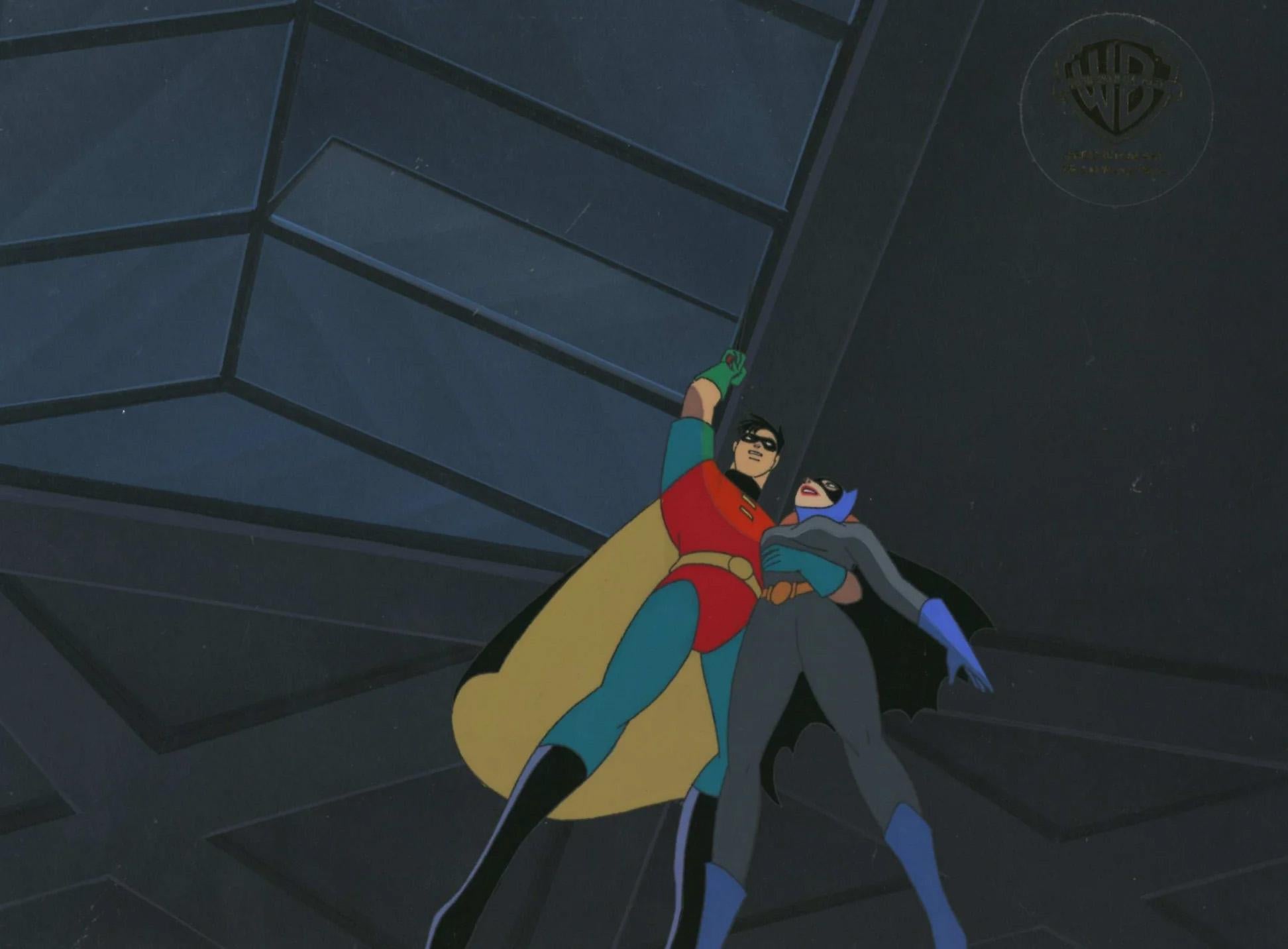 Batman Animated Series Original Cel and Background: Batgirl and Robin - Art by DC Comics Studio Artists