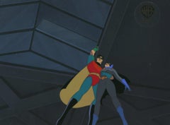 Vintage Batman Animated Series Original Cel and Background: Batgirl and Robin