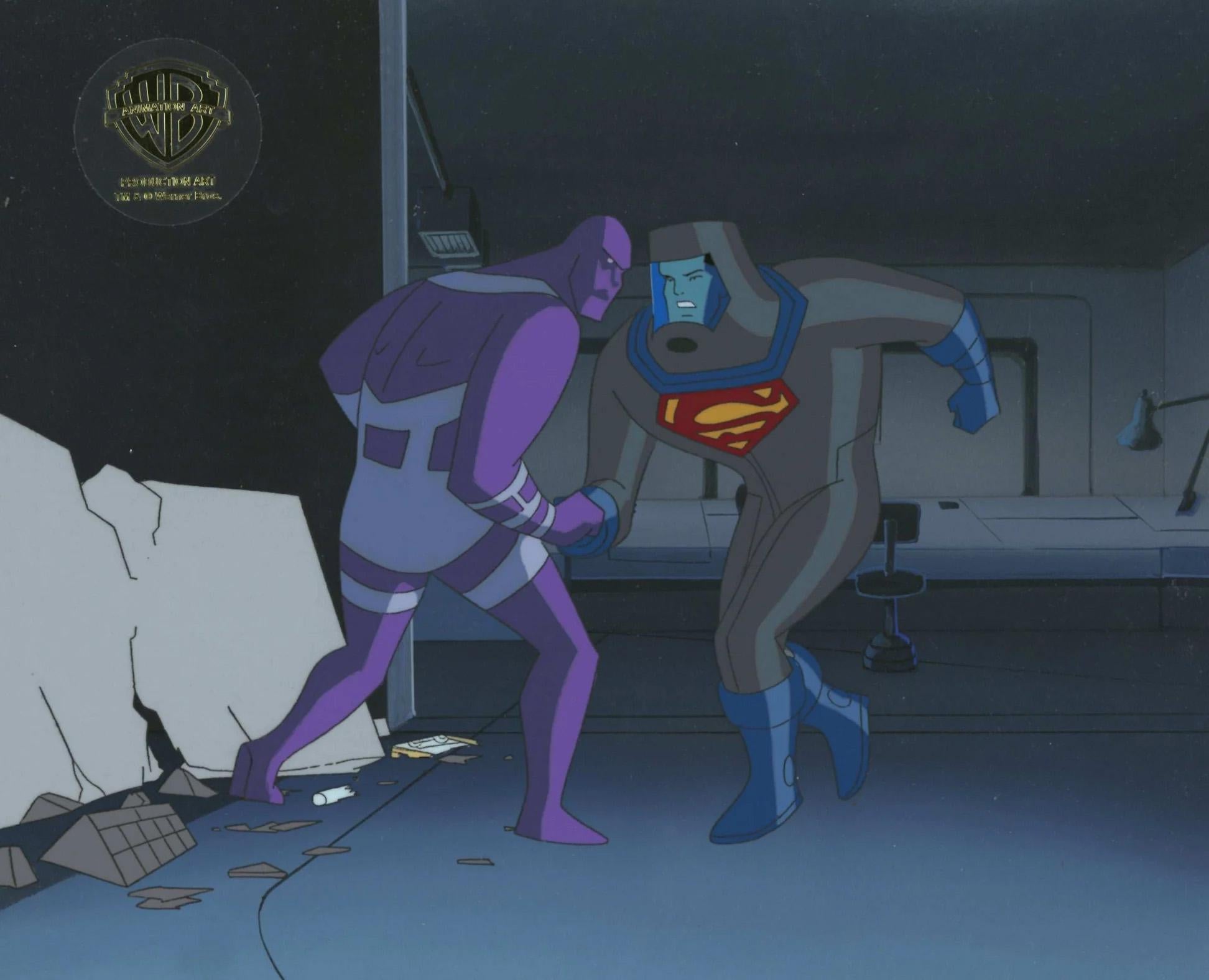 Superman Animated Original Cel and Background: Superman, Parasite - Art by DC Comics Studio Artists