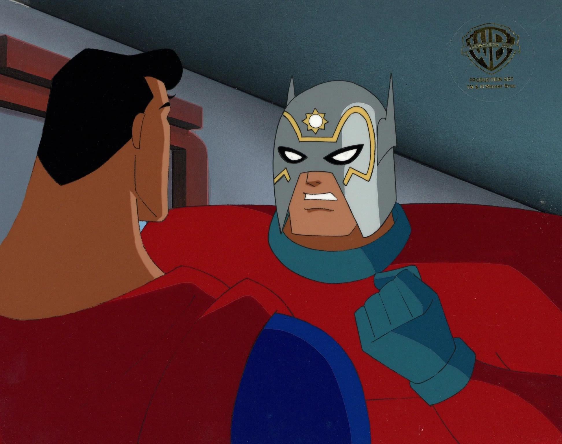 Superman Animated Series Original Cel and Background: Orion, Superman - Art by DC Comics Studio Artists