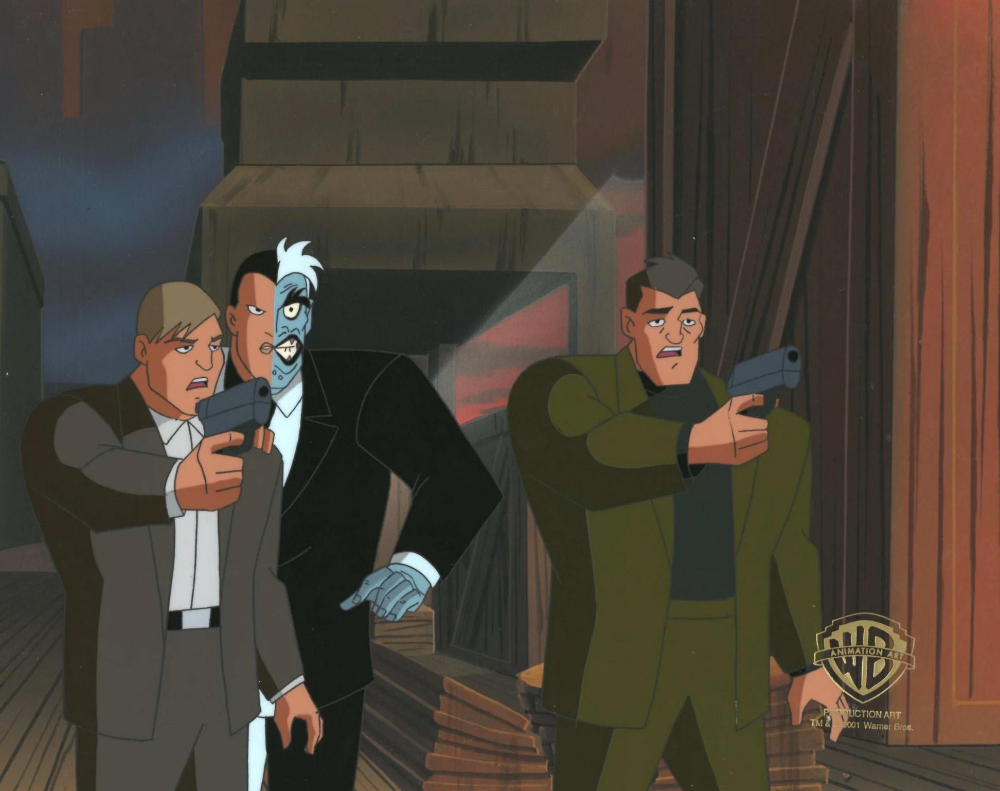 New Batman Adventures Original Cel and Background: Two-Face and Thugs - Art by DC Comics Studio Artists