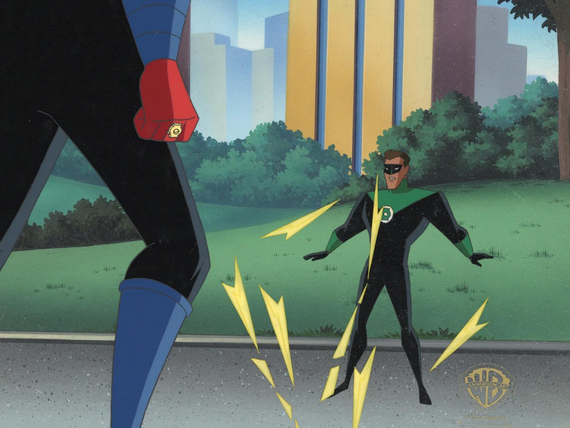 Superman Animated Series Original Cel und Hintergrund: Sinestro, Grüne Laterne – Art von DC Comics Studio Artists
