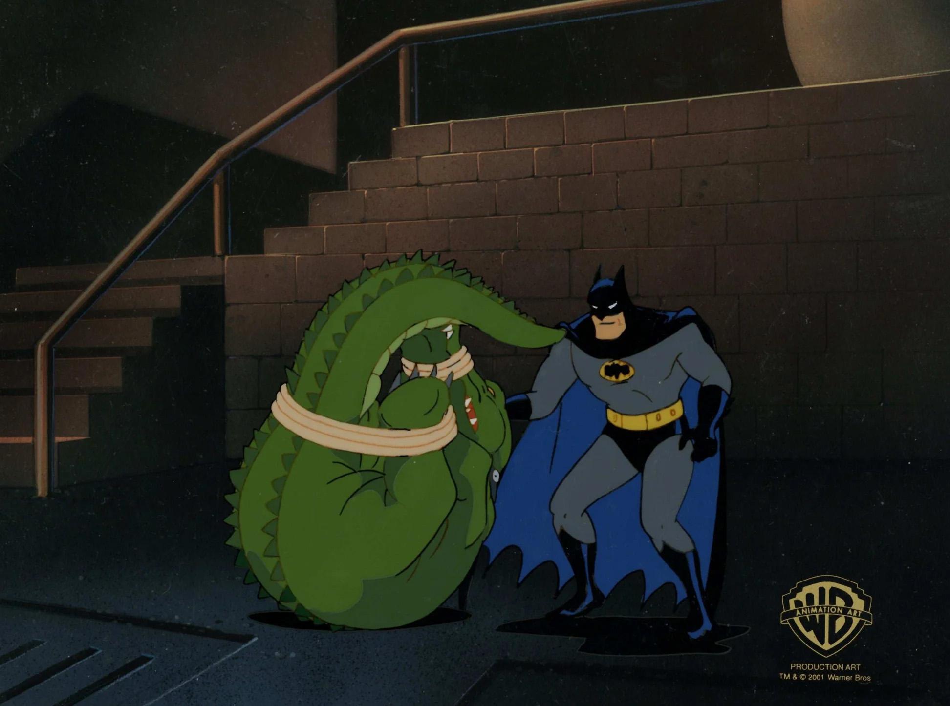 DC Comics Studio Artists - Batman Animated Series Original Production Cel  On Original Background: Batman For Sale at 1stDibs