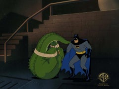 Retro Batman Animated Series Original Production Cel On Original Background: Batman