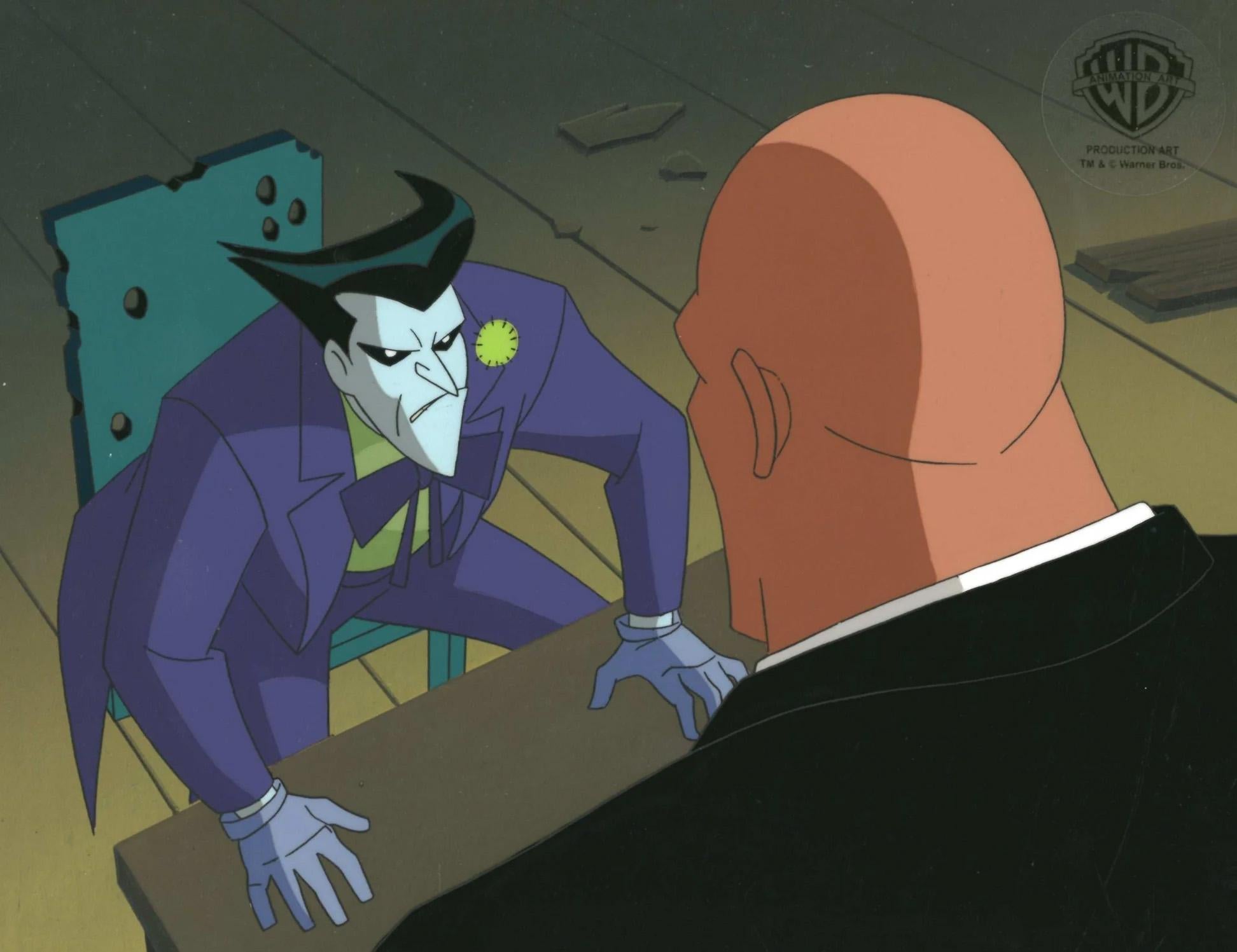 Superman the Animated Series Original Cel and Background: Joker, Lex Luthor - Art by DC Comics Studio Artists
