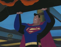 Superman the Animated Series Original Cel on Original Background: Superman