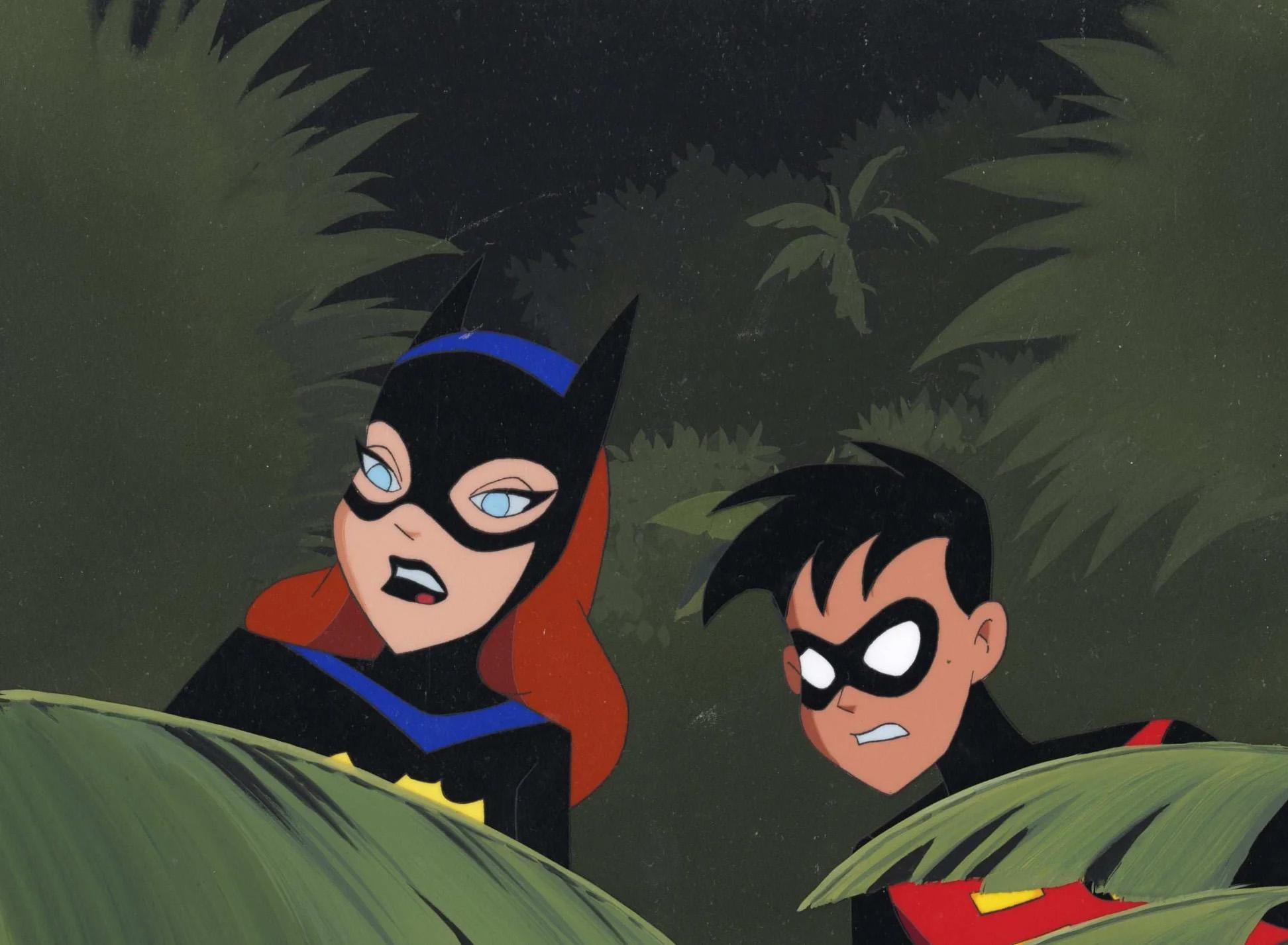 The New Batman Adventures Original Cel and Background: Batgirl, Robin - Art by DC Comics Studio Artists