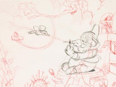 Vintage Snow White and the Seven Dwarfs Happy Storyboard/Layout Drawing