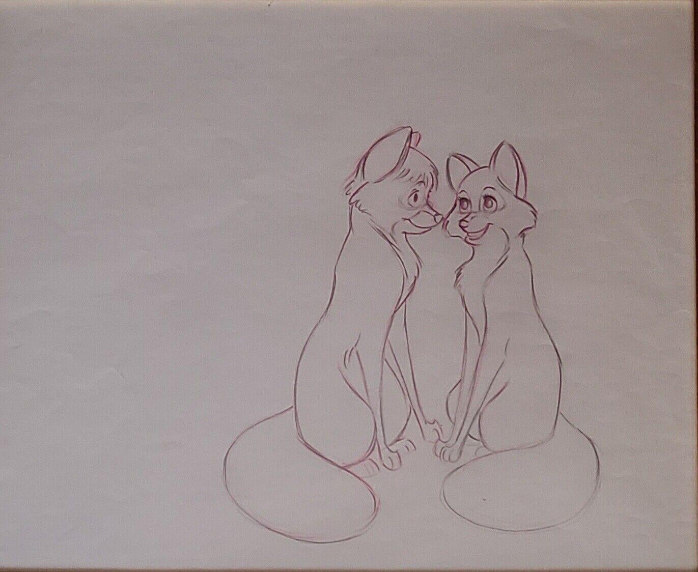 The Fox And The Hound Original Production Drawing: Vixey and Todd - Art by Walt Disney Studio Artists