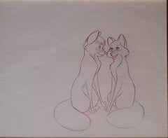 Vintage The Fox And The Hound Original Production Drawing: Vixey and Todd