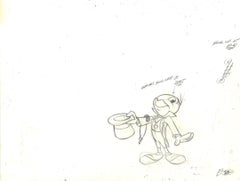 Jiminy Cricket Original Production Cel With Matching Drawing #22