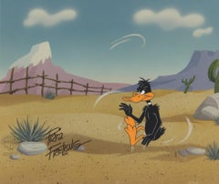 Vintage Looney Tunes Original Production Cel with Matching Drawing: Daffy Duck