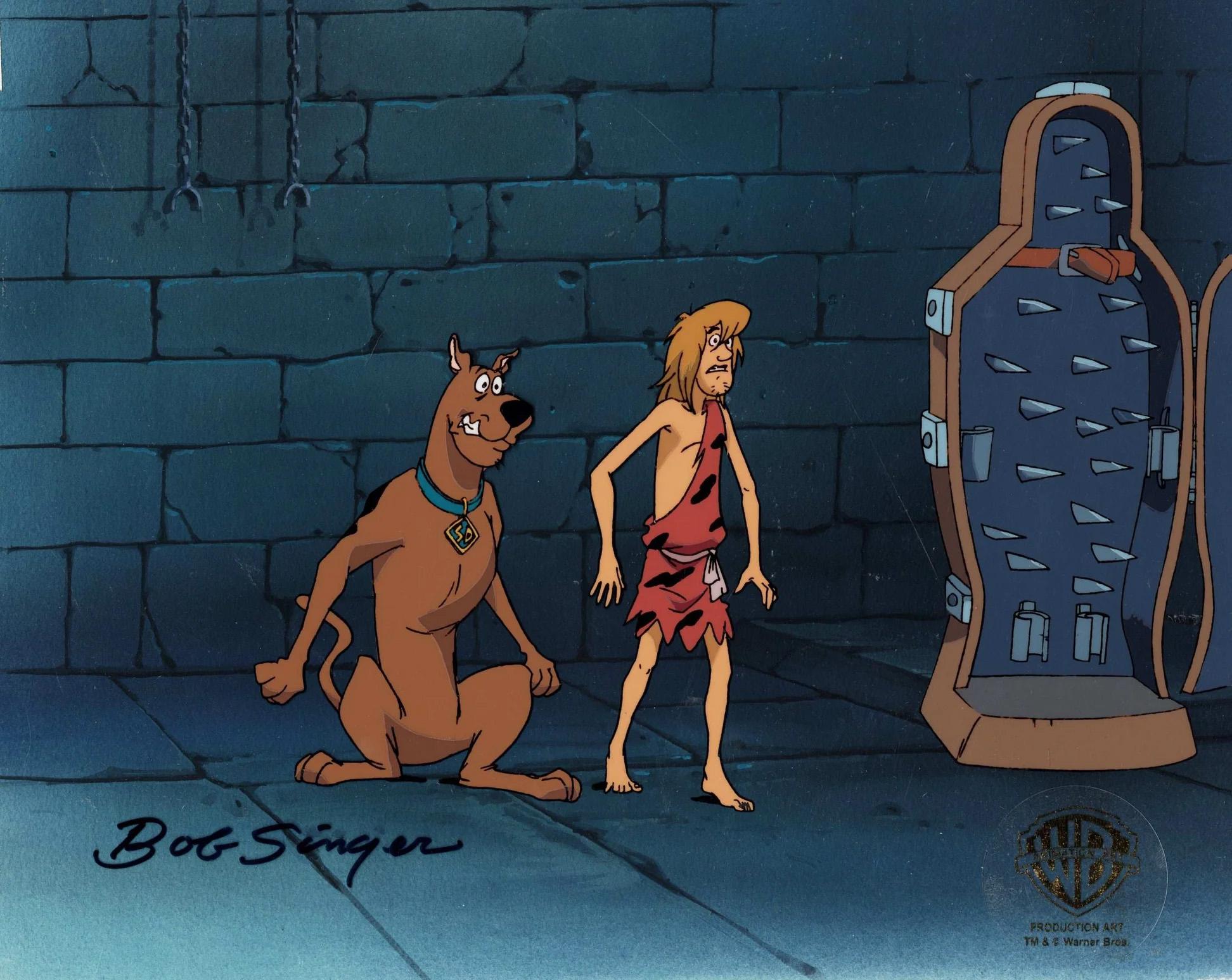 Scooby Doo Original Cel and Background: Scooby, Shaggy signed by Bob Singer - Art by Warner Bros. Studio Artists