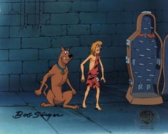 Vintage Scooby Doo Original Cel and Background: Scooby, Shaggy signed by Bob Singer