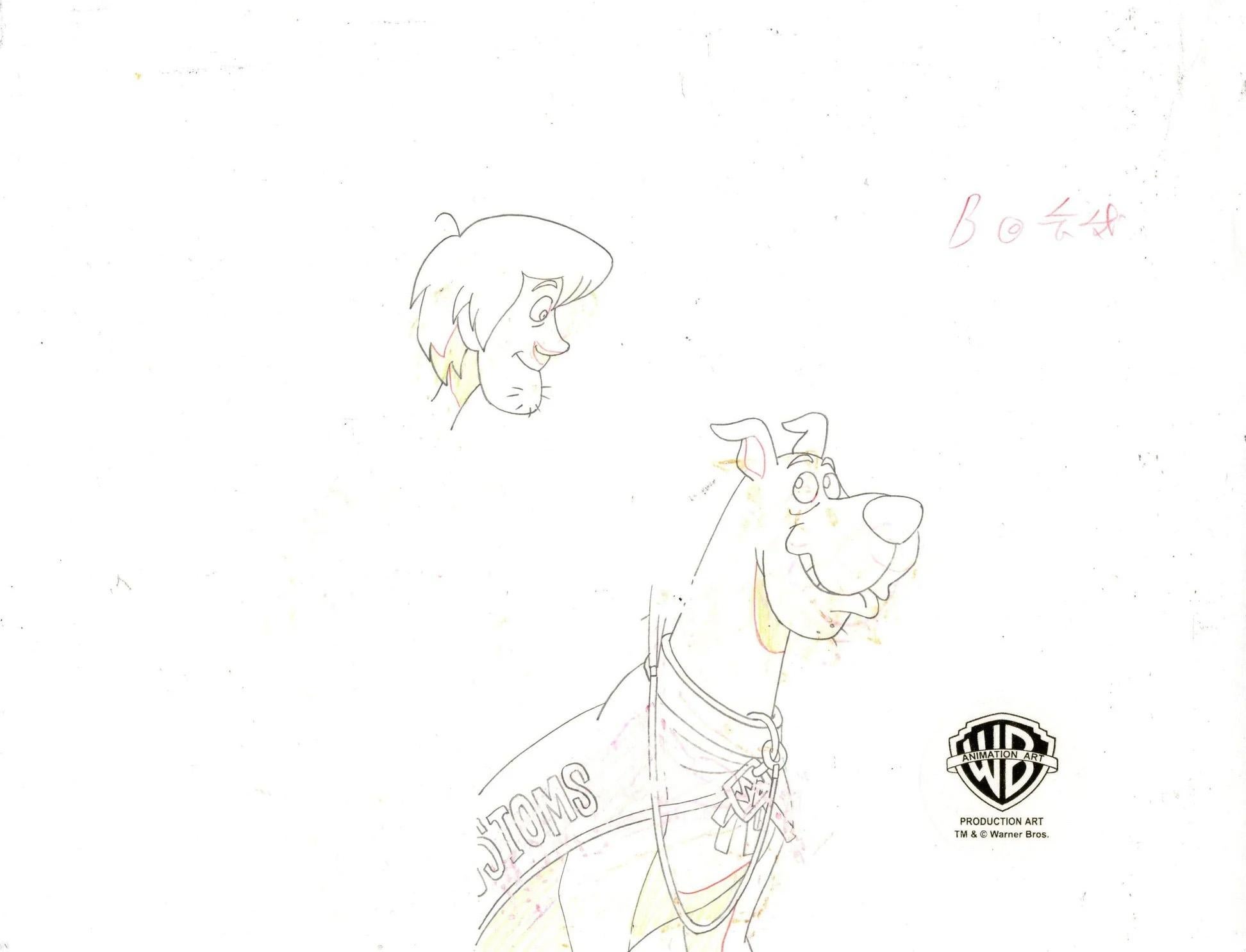 Cel/arrière-plan d'origine Scooby-Doo, dessin : Scooby, Shaggy signé par Bob Singer - Pop Art Art par Warner Bros. Studio Artists