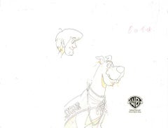 Scooby-Doo Original Cel/Background, Drawing: Scooby, Shaggy signed by Bob Singer