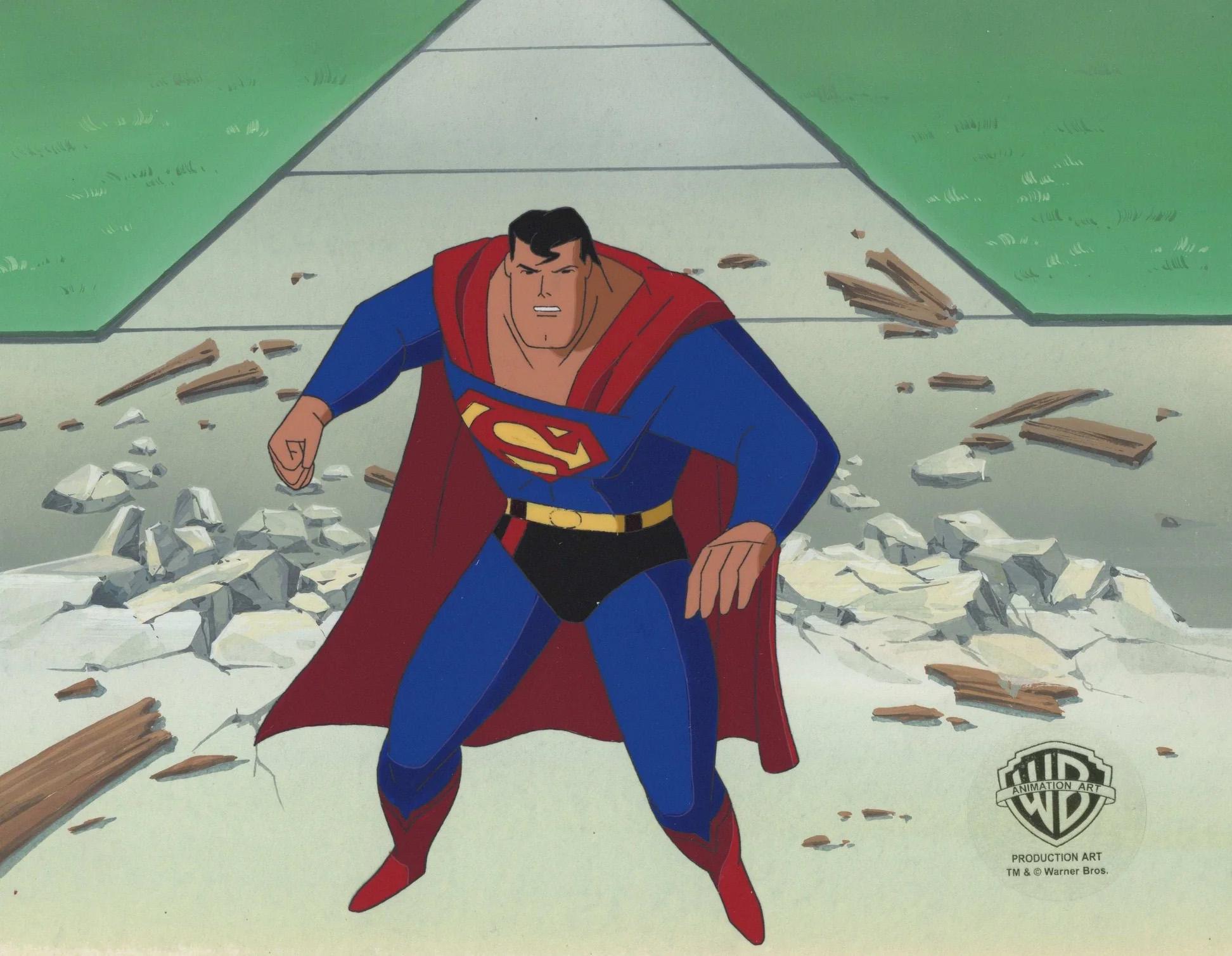 Superman the Animated Series Original Cel on Original Background: Superman - Art by DC Comics Studio Artists
