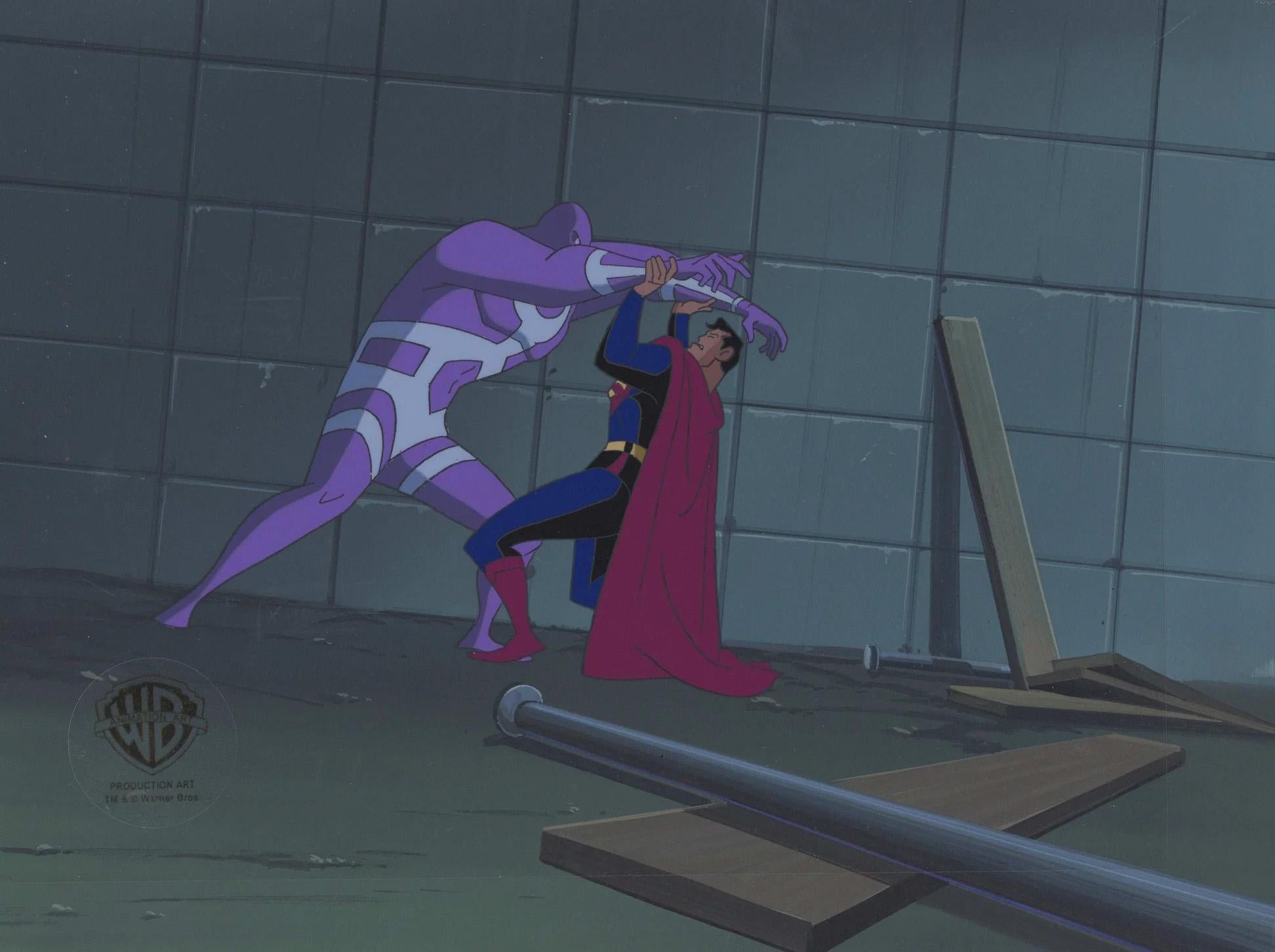 Superman Animated Series Original Cel / Background, Drawing: Superman, Parasite - Art by DC Comics Studio Artists