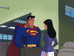 Superman Animated Series Original Cel and Background: Superman, Lois 