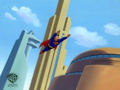 Superman Animated Series Original Cel and Background: Superman