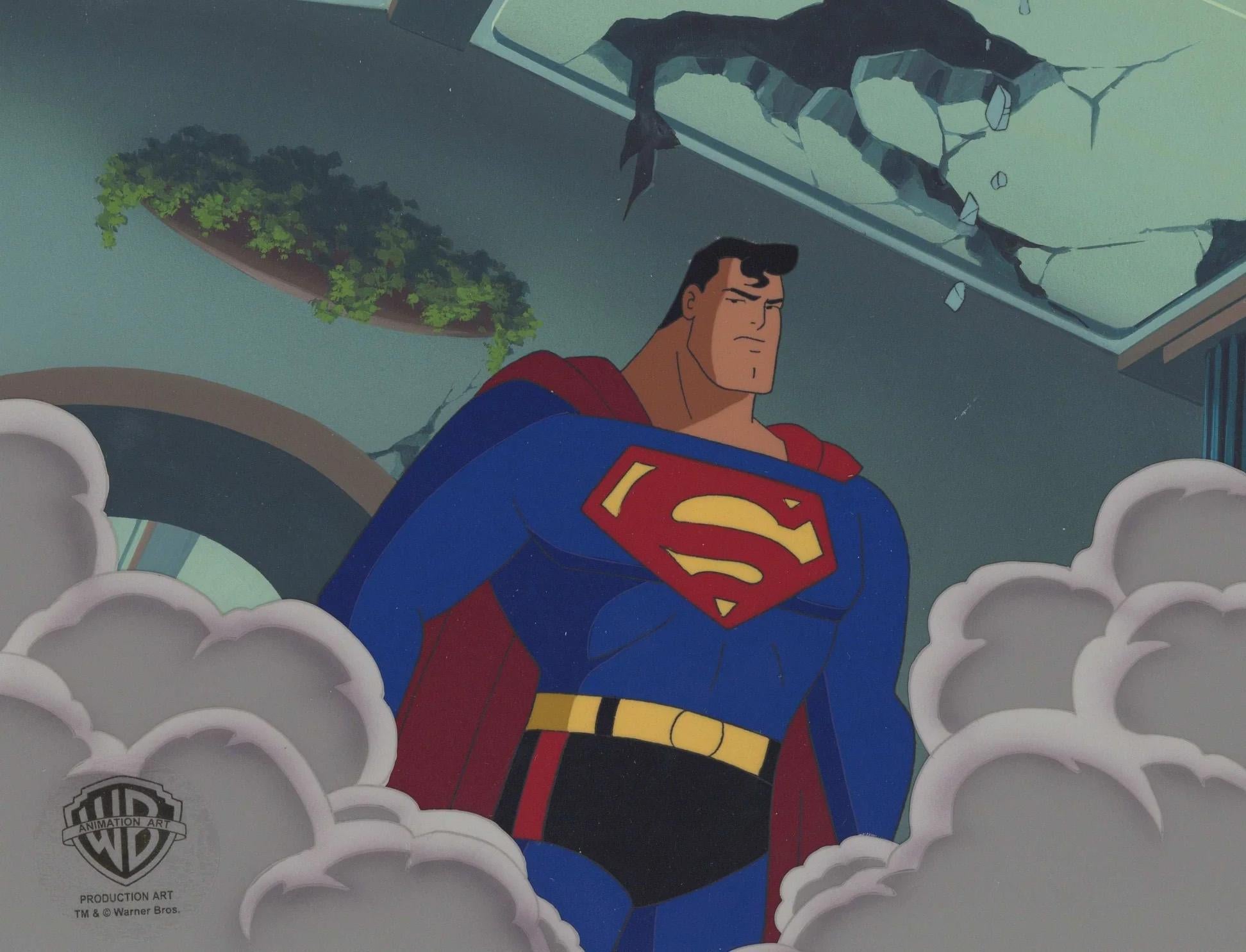 Superman The Animated Series Original Cel and Background : Superman - Art de DC Comics Studio Artists