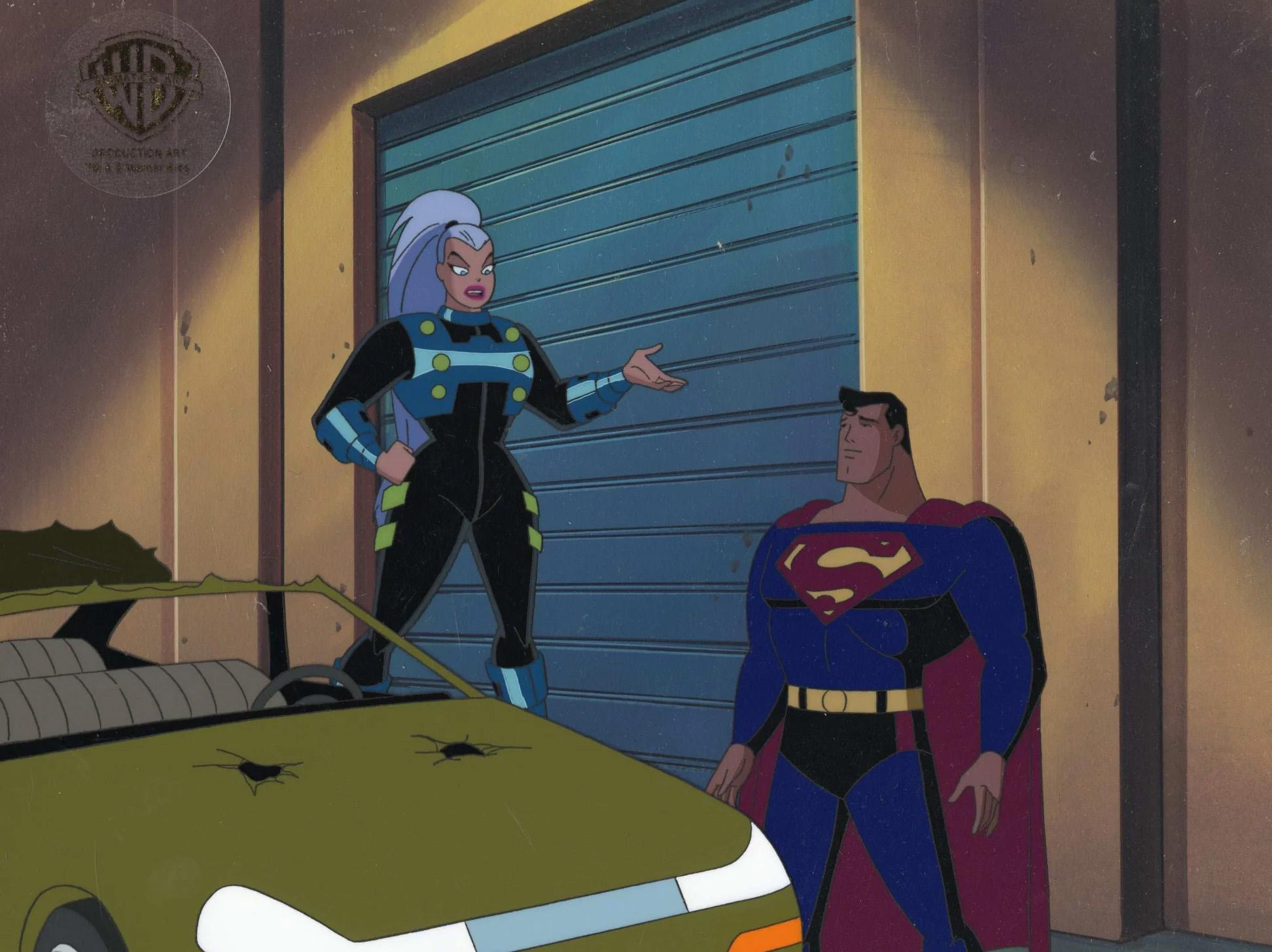 Superman Animated Series Original Cel and Background: Superman, Mala  - Art by DC Comics Studio Artists