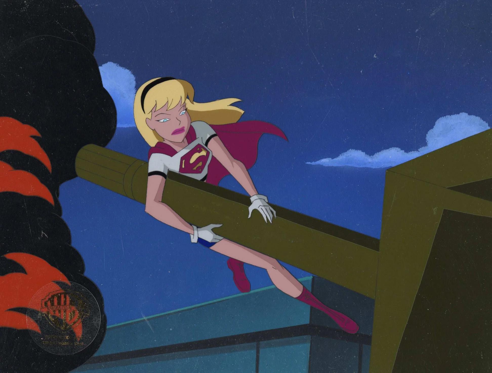 Superman Animated Series Original Cel and Background: Supergirl - Art by DC Comics Studio Artists