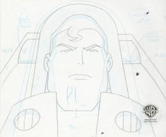 Série animée de Superman Cel and Background w/ Drawing : Superman