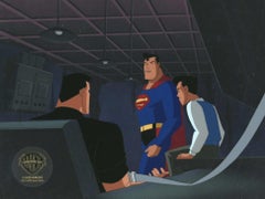 Vintage Superman Animated Series Original Cel and Background: Superman, Bruce, Tim Drake