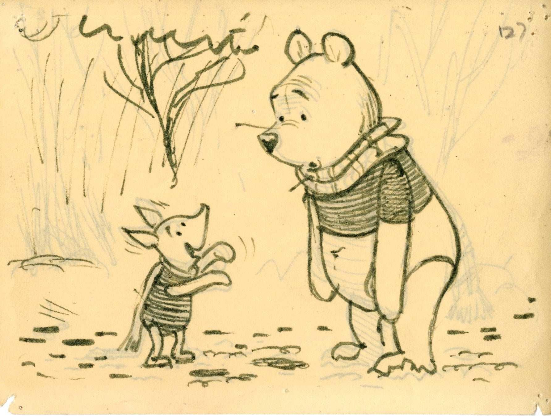Winnie the Pooh and Tigger Too, panneau d'histoire original à double face : Pooh, Piglet - Pop Art Art par Walt Disney Studio Artists