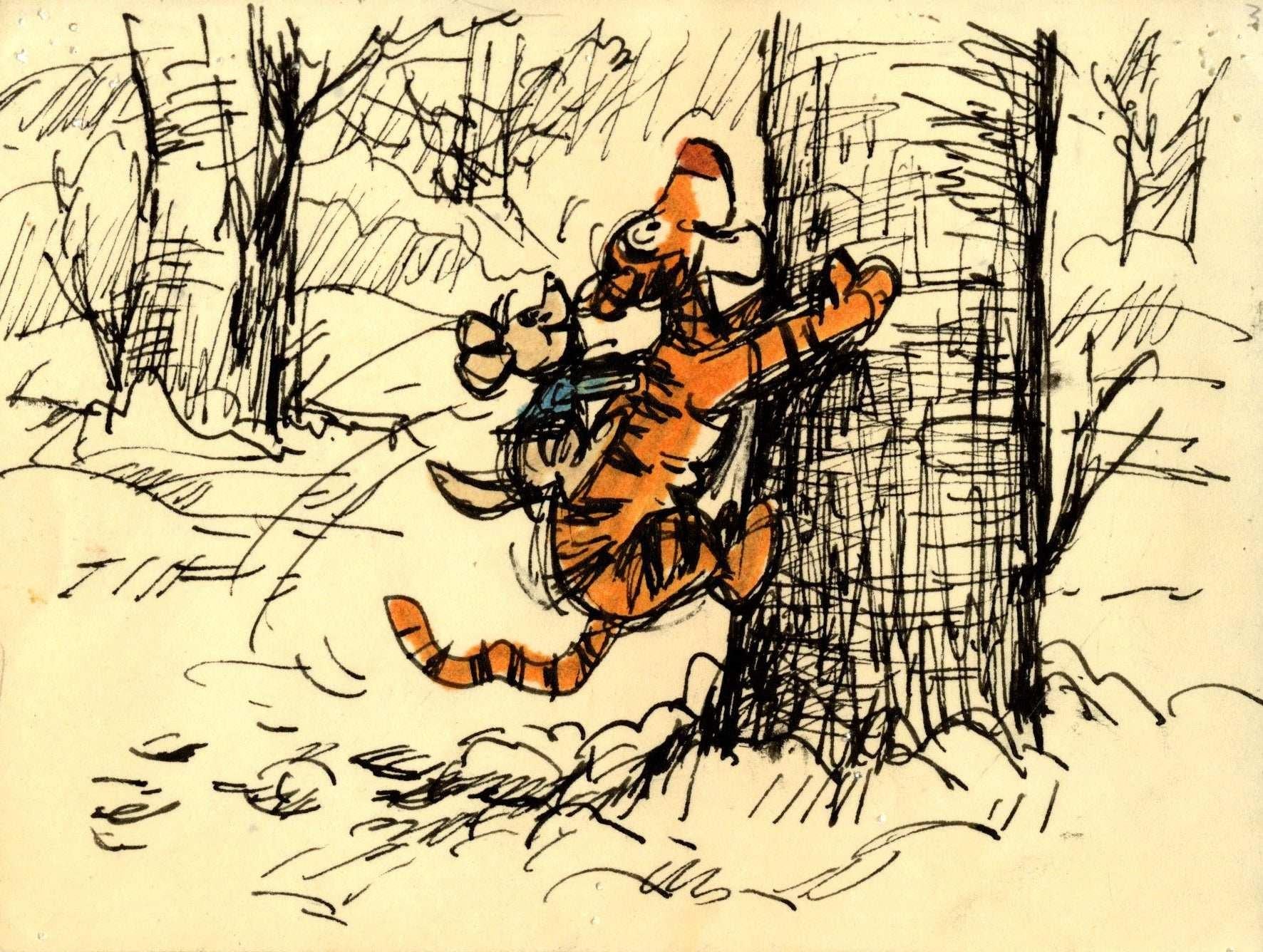 Tigger and Roo - Drawing d'origine du tableau de dessin - Art de Walt Disney Studio Artists