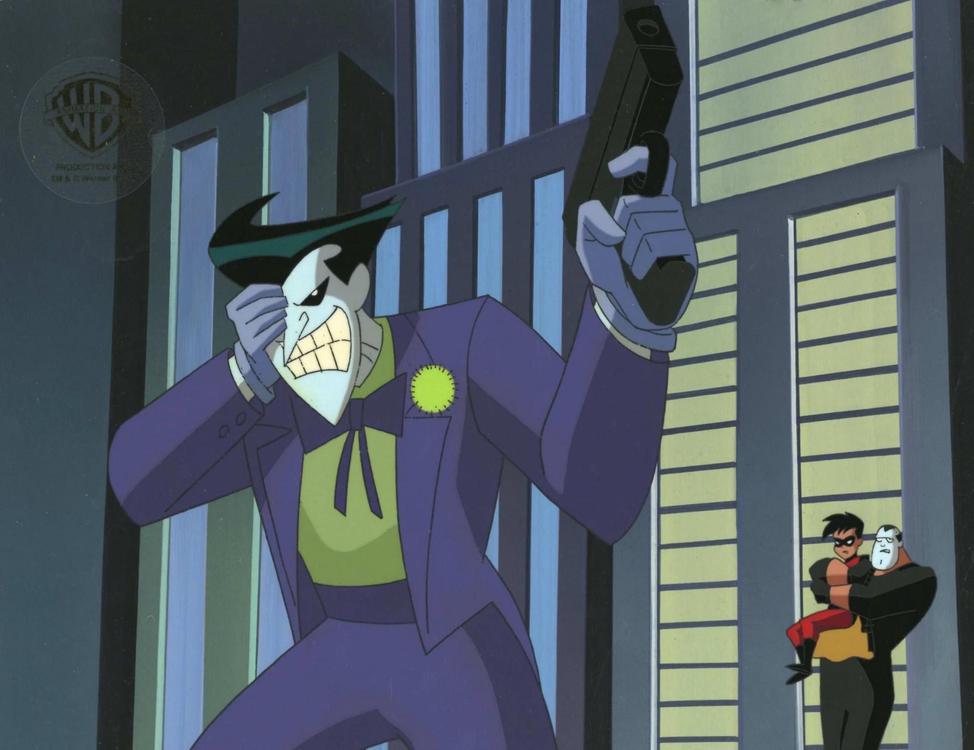 The New Batman Adventures Original Cel and Background with Drawing: Joker, Robin - Art by DC Comics Studio Artists